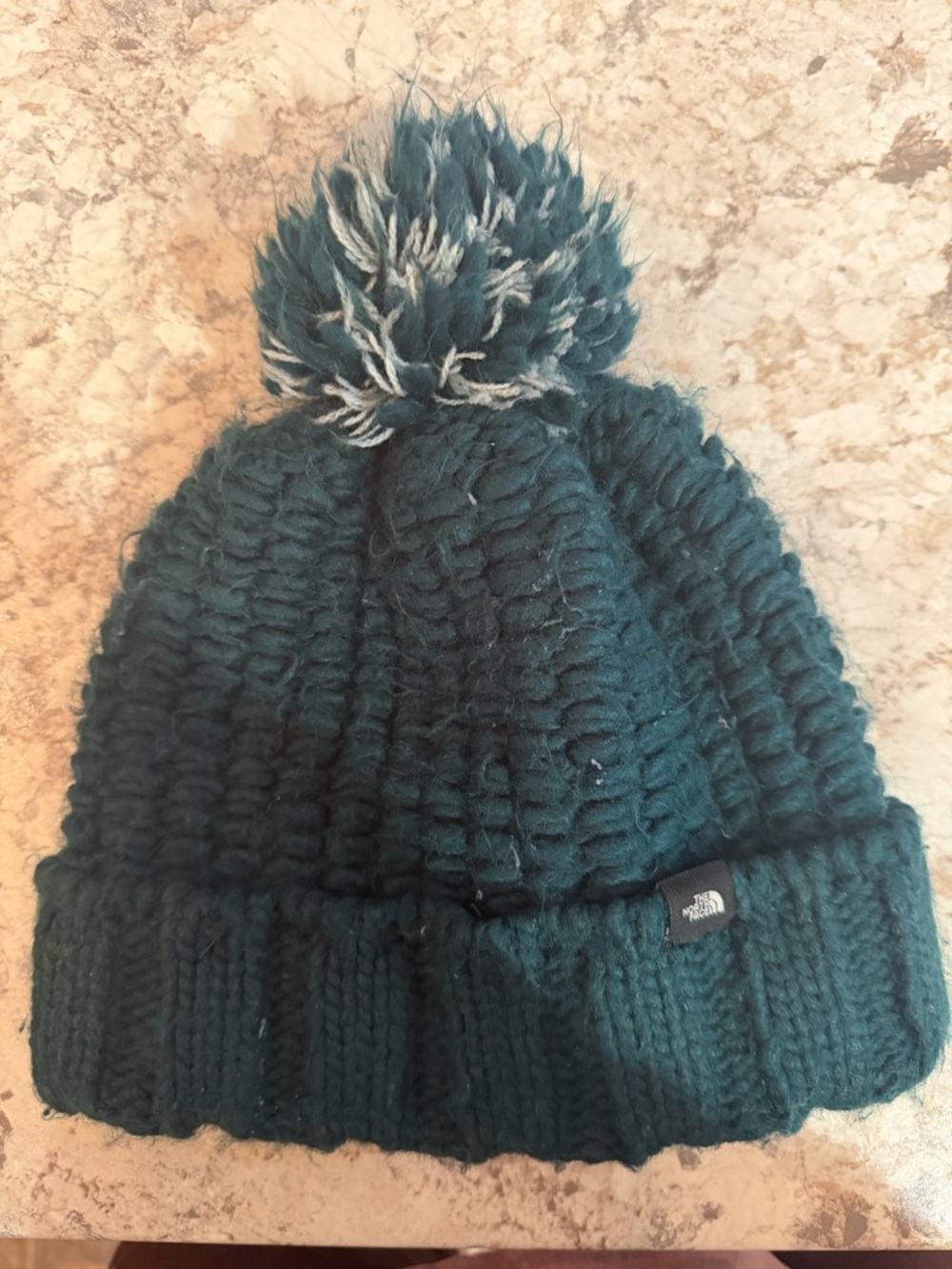 The North Face Dark Teal Pom-Pom Knit Beanie